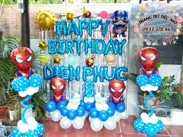 Trang trí sinh nhật bé trai chủ đề spider man mẫu 78