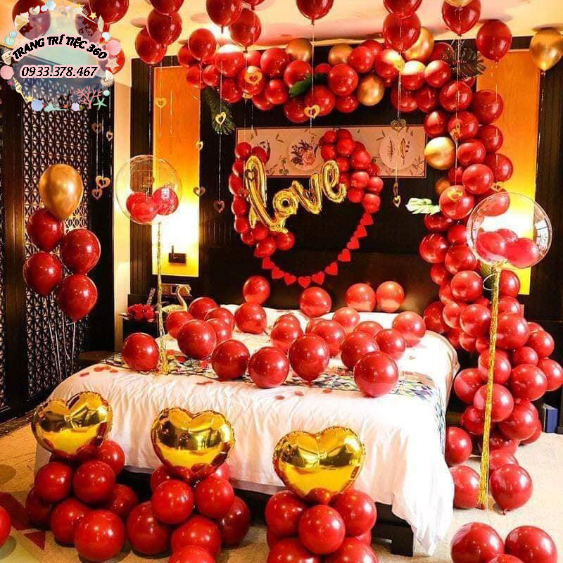 trang trí lễ tình nhân với Phòng ngủ lộng lẫy với bóng bay valentine